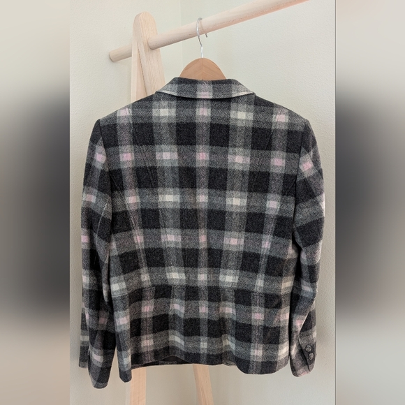 Basler Plaid Blazer - Black, Gray, Pink, White - Picture 2 of 11